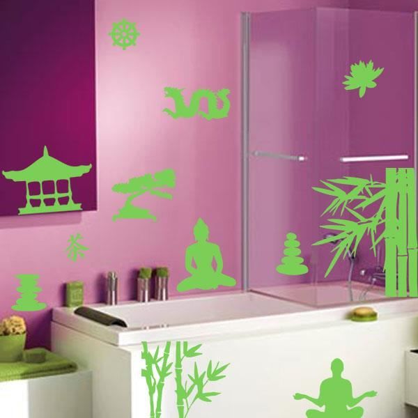 Stickers Zen déco galets bambous Orchidée