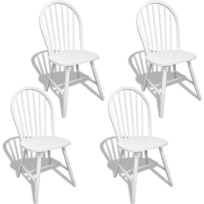 Magnifique Set de 4 chaises blanches en bois avec dossier arrondi