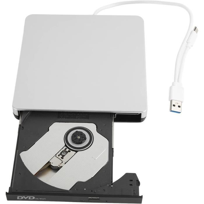 Lecteur Graveur CD/DVD Externe USB 3.0 type-C haute vitesse - VINSIC -  Lecteur DVD±RW (±R DL)/DVD-RAM - Noir