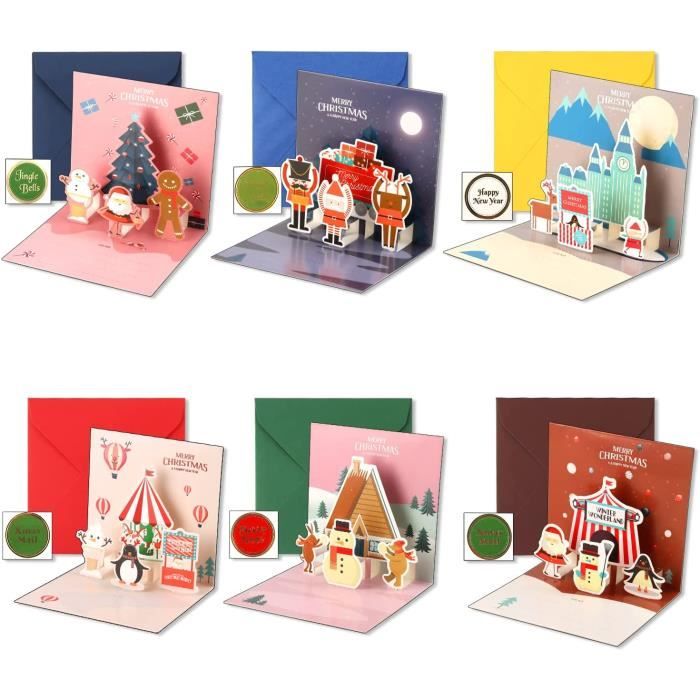Cartes De Noël Pop-up 3D Avec Enveloppes - Lot De 2 Cartes à Message, Design Arbre De Noël En Relief, Parfaites Pour Souhaiter Un Joyeux Noël