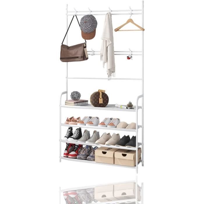 Grand Portemanteau Vasagle Avec Étagère à Chaussures 3 Niveaux – Gris (Greige) Métal Rigide