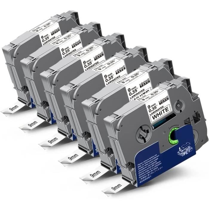 Dymo Letratag 200b 6x XemaX Ruban Compatible Pour Letratag Ruban Étiquette 91201 91221 12mm X 4m Zwart Op Wit Compatibele Etikettenband Cassette