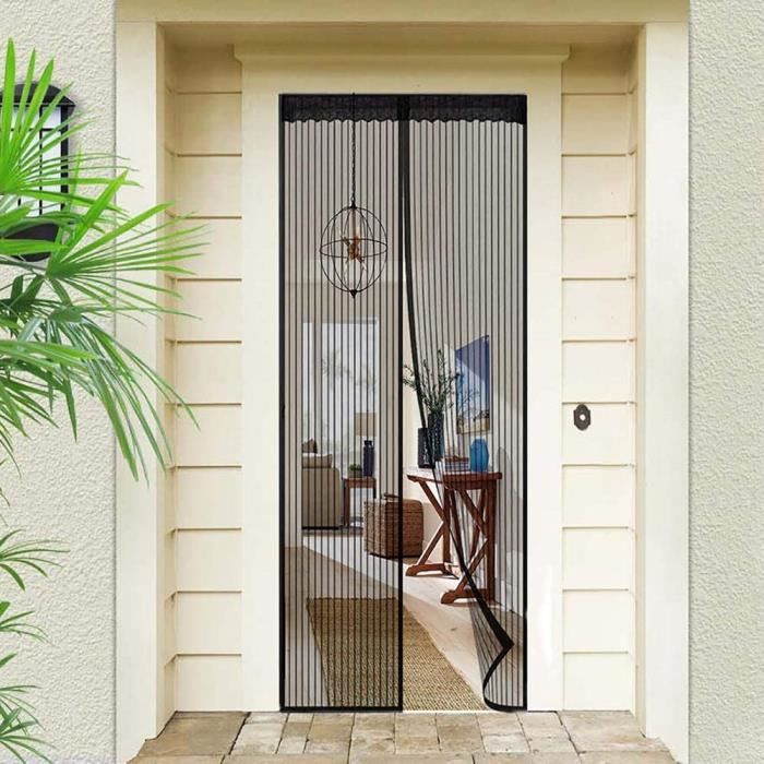 Rideau De Porte Magnétique Luxe Anthracite – Anti-Insectes, 90x210 Cm (Autres Tailles Disponibles)