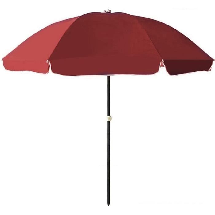 Parasol De Jardin Inclinable 2,6 X 2,35 M Avec Manivelle - 6 Baleines En Aluminium, Toile Polyester 180 G/m² - Couleur Café - Sans Base