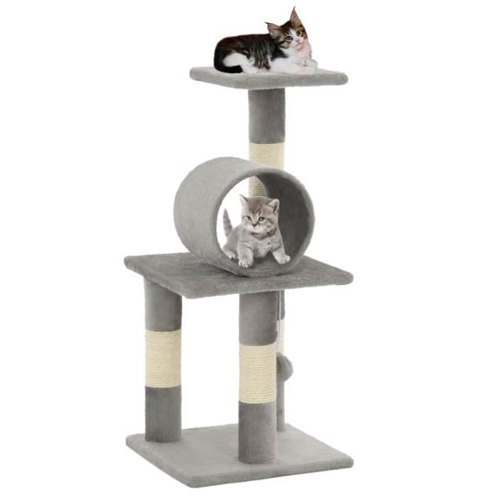 Solide Arbre A Chat Colonne En Sisal Stable Avec Griffoirs Jouet Meubles Pour Chats 65 Cm Gris Cdiscount Animalerie