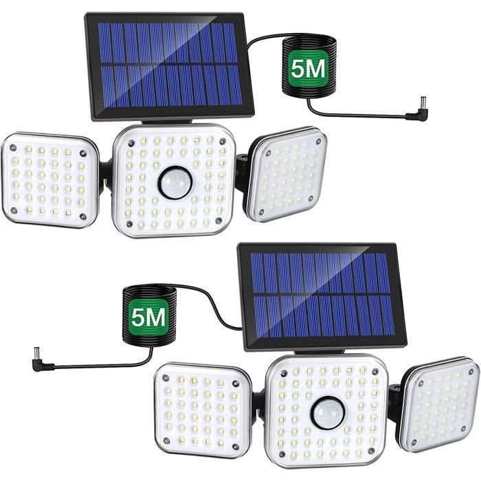 Lot De 2 Lampes Solaires Extérieures Avec Détecteur De Mouvement - IP65 étanche - 4 Modes D'éclairage