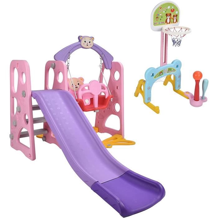 Toboggan Interieur Enfant Toboggan Bebe Aire De Jeux Balancoire Pour Enfants 5 En 1 Avec Cadre De Football Support De Baske 150 Cdiscount Jeux Jouets