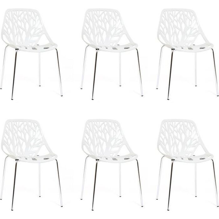 Lot de 6 chaises blanches - Lily - DESIGNETSAMAISON