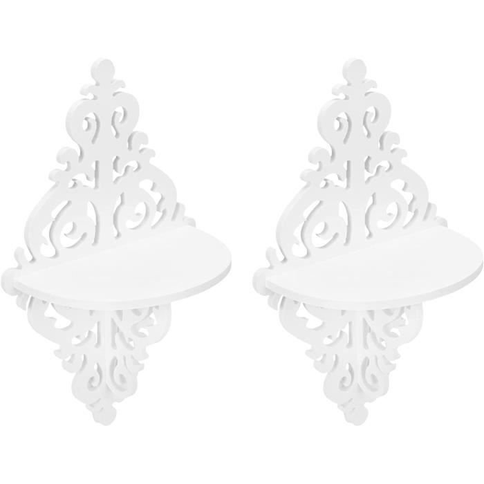 Giftgarden Lot De 5 Étagères Murales Bois Rustique - Blanc, 40-60cm, Pour Salon Et Chambre