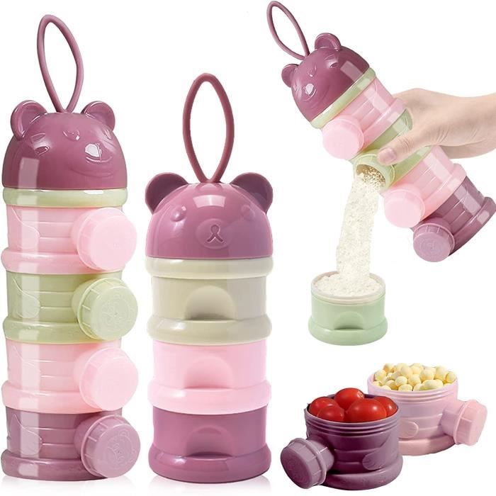 Distributeur de lait en poudre 3 compartiments empilables portable pour Distributeur de lait en poudre 3 compartiments empilables portable pour
