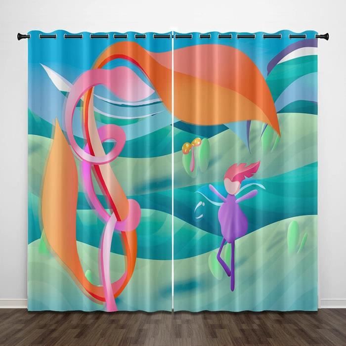 60x120cm-Rideau Occultant Rideau Notes De Musique Abstraction Art ...