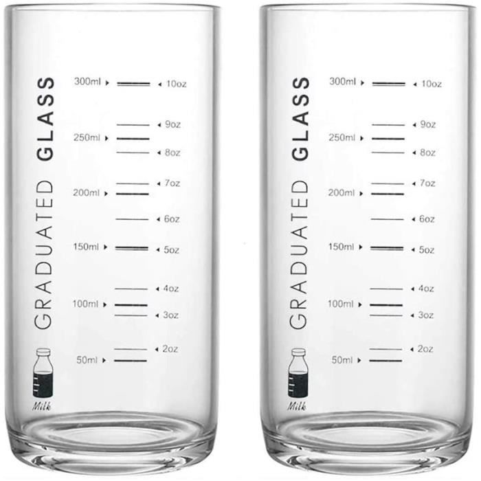 Verre doseur gradué de 300 ml en verre borosilicate pour eau, vin, liquide chaud ou froid, passe