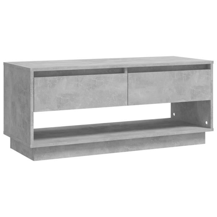 Nouveau* Armoire Basse Pour TV - SALON Meuble TV Gris béton 102x41x44 cm - Aggloméré Fr295