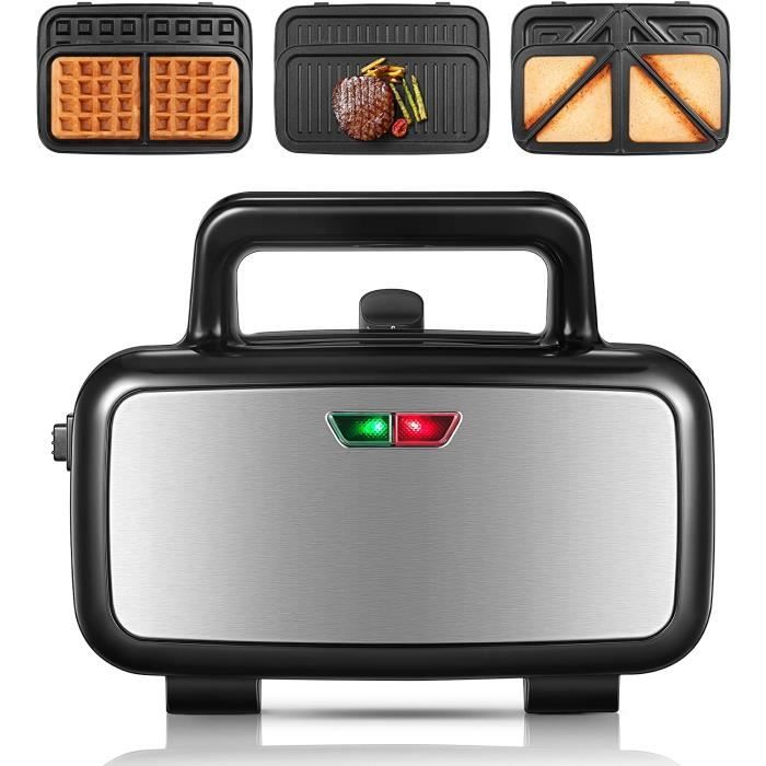 Gaufrier 3-en-1 FOHERE 1200W - Appareil à Gaufres, Croque-monsieur Et Grill