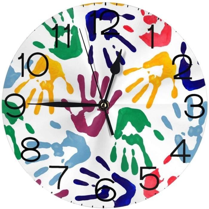 Horloge Murale Géante VIVILINEN 58cm - Cadran Bois Et Métal, Mouvement Silencieux, Design Moderne