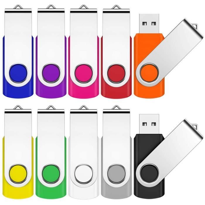 32 Go Cle USB Lot de 5 Clés USB 2.0 - Mémoire Stick Pivotante Clé USB 32Go  Lecteur Flash USB - FEBNISCTE Multicolore Clef USB PenDrive avec Cordes
