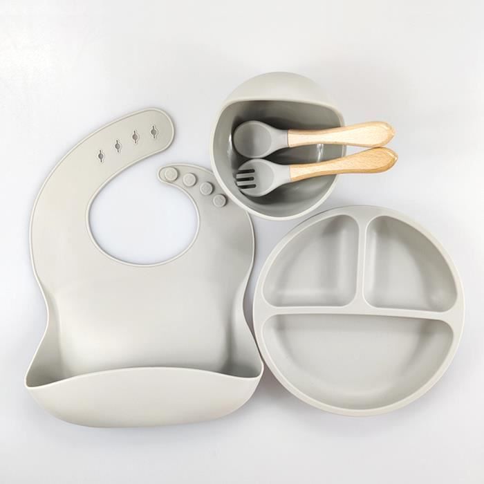 La Couleur Noire Ensemble De Vaisselle En Silicone Antidérapant Pour