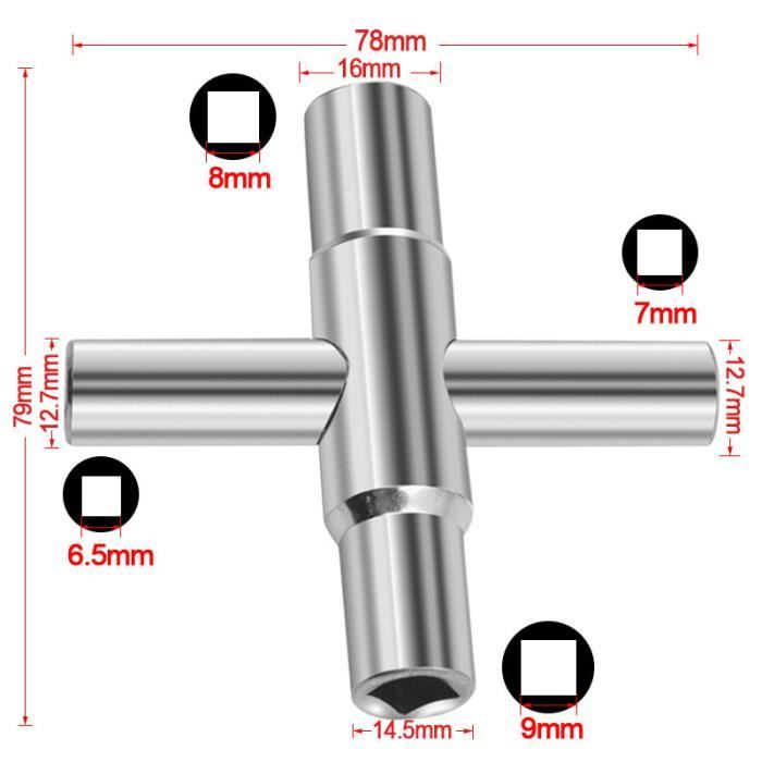 Clé Triangulaire 4 Voies 5 Tailles - Pour Compteurs Électriques, Gaz, Eau