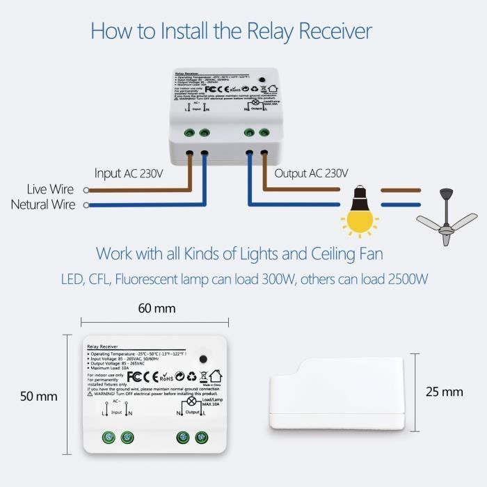 LoraTap Wireless Switch Kit, with 10min 30min Timer, 2500W