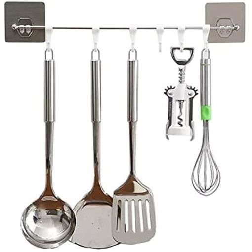 Porte Ustensiles Mural MyGift – Bois Blanc, 16 Pouces, Neuf