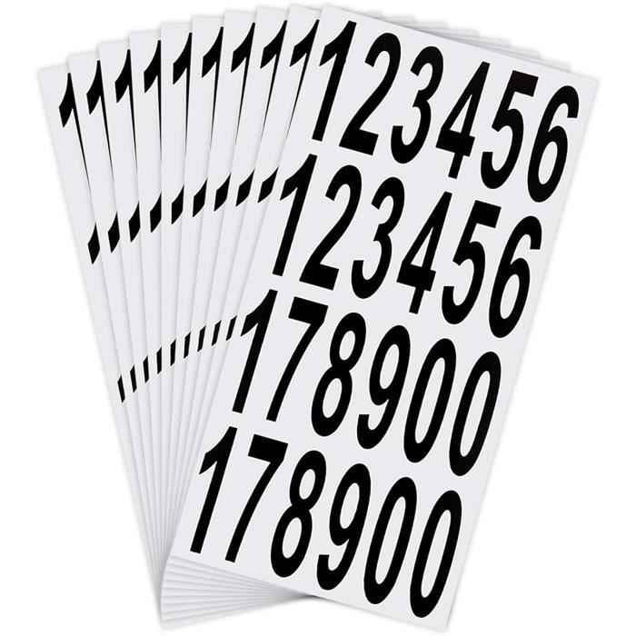 Autocollants Numérotés 0-9 Pour Boîte Aux Lettres - Chiffres Adhésifs Imperméables Et Résistants Aux Intempéries | Lot De 16 Feuilles Noir Et Blanc