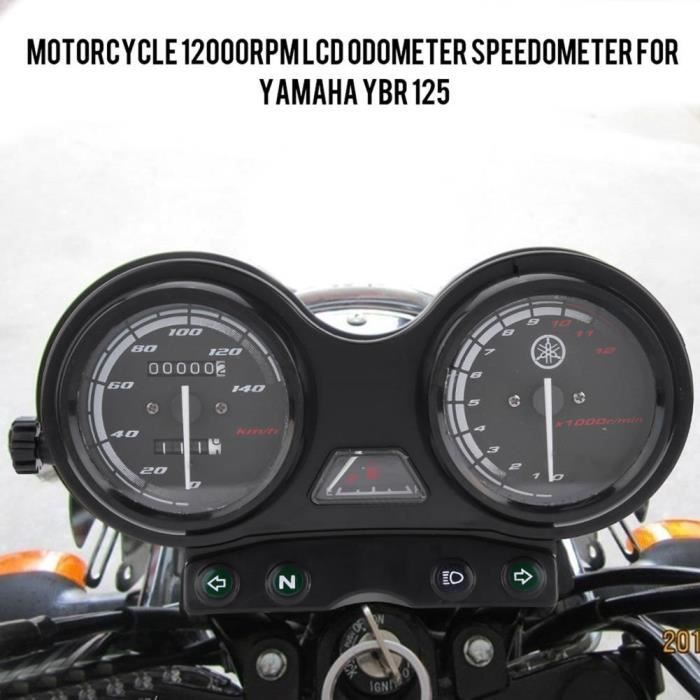 Compteur de vitesse moto compteur tachymètre jauge pour Yamaha YBR 125 noir
