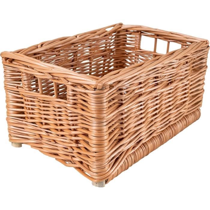 Grand Panier En Osier Ancien – 57x31x27cm – Idéal Pour Fruits Ou Déco