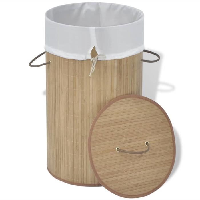 Panier à linge Five Simply Smart - Panier à Linge d'Angle Bambou 48L Naturel