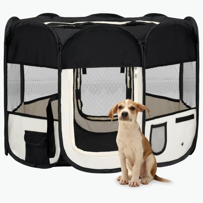 ENCLOS - CHENIL - Parc pour chiens pliable avec sac de transport Noir  90x90x58 cm - YW Tech DIO7734921188327