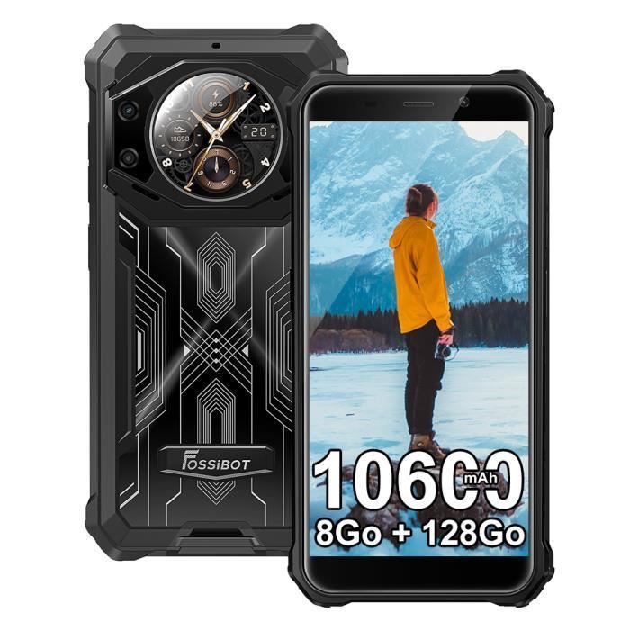 FOSSiBOT F101 Pro Smartphone Robuste 8Go + 128Go 5.45 HD+ 24MP Caméra 10600mAh IP68 Téléphone Android 13 GPS Double SIM 4G - Noir