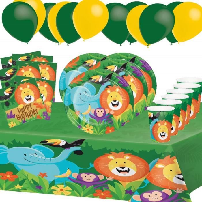 Generique Fete Vaisselle Jungle Animaux Safari Anniversaire Enfants Garcon Fille Decoration Table 1 Nappe 8 Assiettes 8 Gobe 2313 Achat Vente Kit De Decoration Bientot Le Black Friday Cdiscount