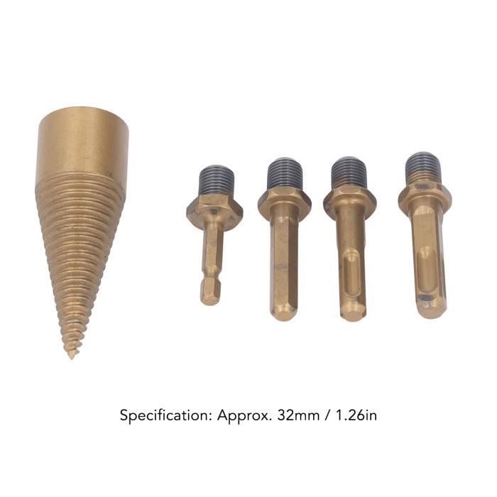 Foret Séparateur De Bûches De Bois De Chauffage, 5 Pièces Forets Séparateurs De Bois Amovibles Robustes Pour Perceuses électriques, 32mm | Leroy Merlin