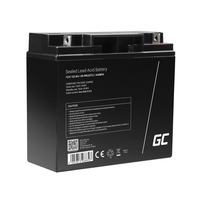 GreenCell® Rechargeable Batterie AGM 12V 22Ah accumulateur au Gel Plomb Cycles sans Entretien VRLA Battery étanche Résistantes