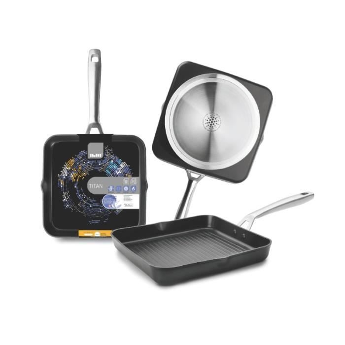 Poêle à Crêpes Titan IBILI 22cm - Fonte Aluminium Antiadhésive 3 Couches - Compatible Induction, Four (230°C) - Sans PFOA