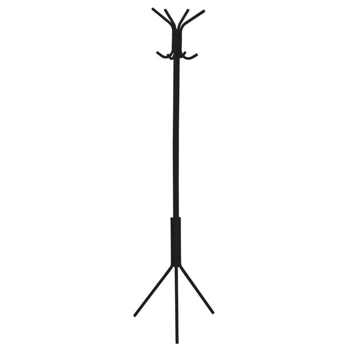 Porte-manteaux ARIST portant pour vêtements sur pied hauteur 174 cm avec 8 crochets meuble dentrée en métal laqué noir