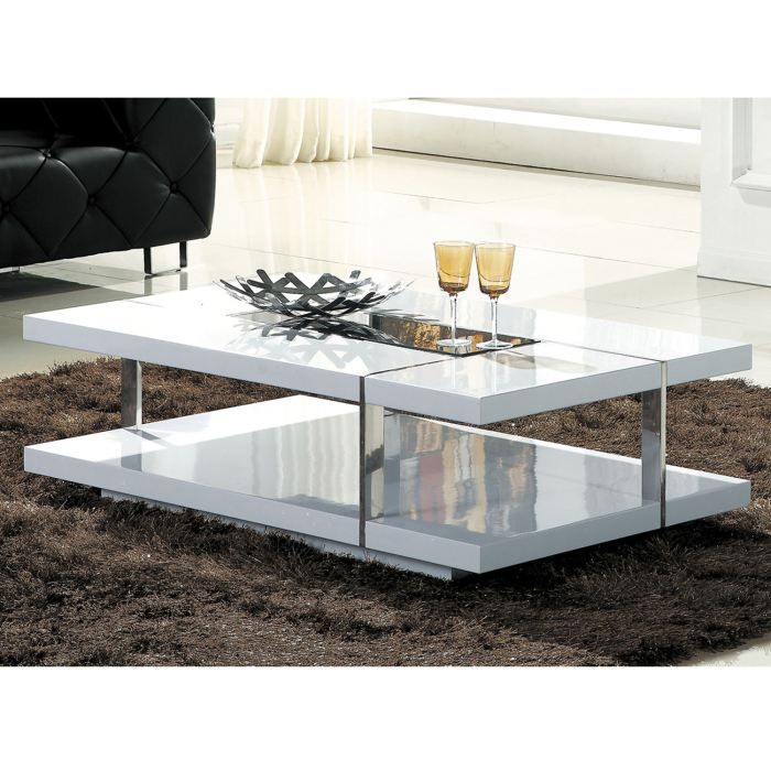 table basse - la maison du canapé - jade - laqué - blanc - contemporain - design