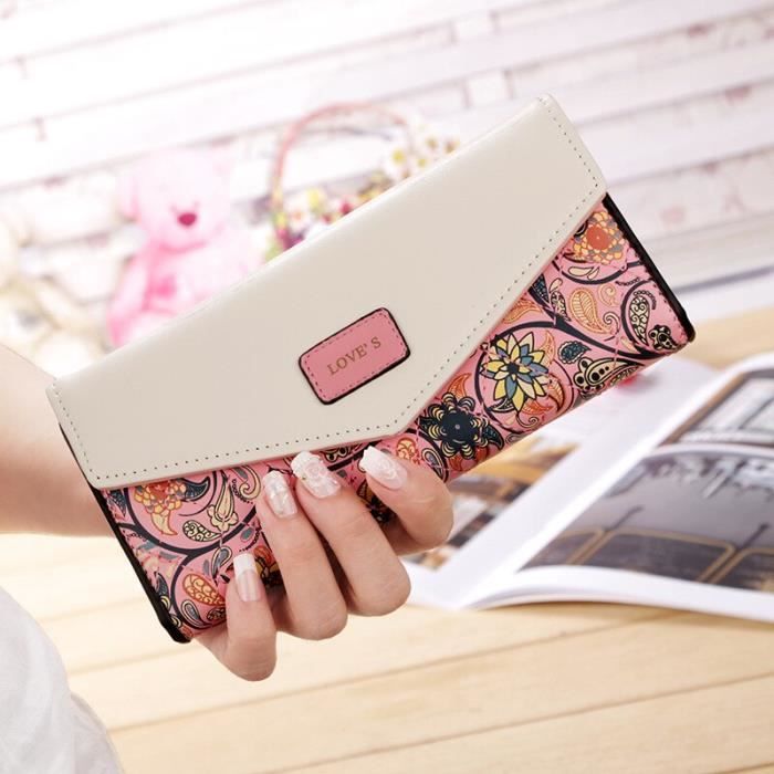 Porte-Monnaie Long Personnalisable Pour Femme - Cuir PU Avec Fleur De Naissance Aquarelle - 3 Volets Et Dragonne - Cadeau Pour Maman