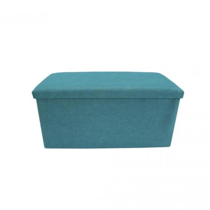 pouf banc de rangement mobili rebecca - bleu clair coton - 38x76x38 cm