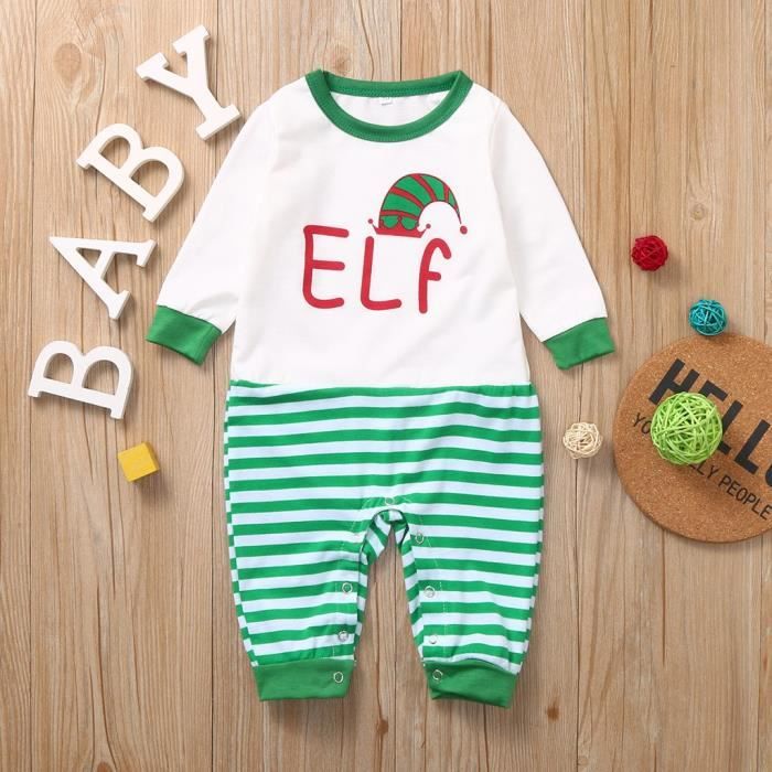 8673 22 Noel Parent Enfant Vetements Bebe Dessin Anime Alphabet Raye Barboteuse Imprime 3 24 Mois Blanc 60 Zfhwh60 Hgt Blanc Cdiscount Pret A Porter