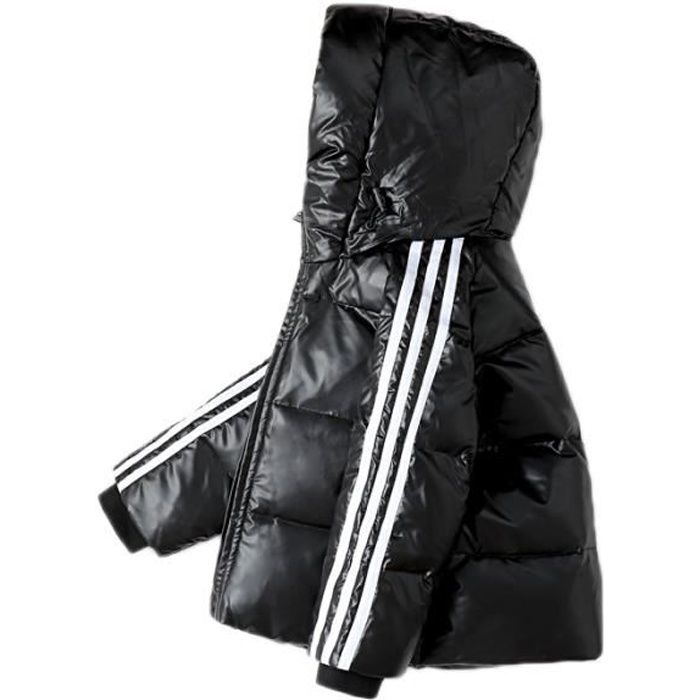 Linboo Enfant Garçon Manteau D'Hiver Doudoune Chaud Blouson à Capuche Mignon Veste Epais Rembourré Parka Bébés, Noir, 3 Ans