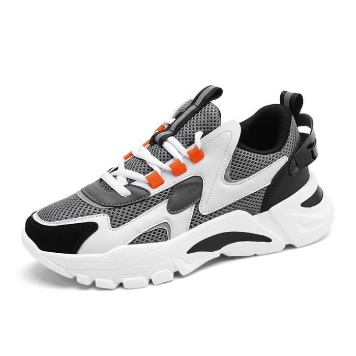 Baskets Homme - Fashion - Chaussures Sport Sneakers - Lacets - Plat -  Synthétique - Gris Gris - Cdiscount Chaussures
