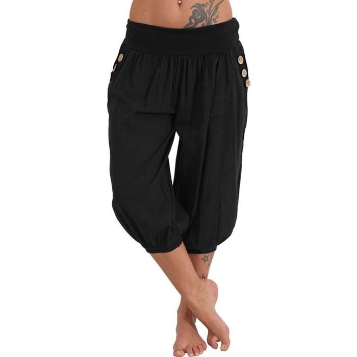 Pantalon Femme 3/4 (Capri) En Microfibre Polyester - Taille élastique - Coupe Droite - Taille 10 à 26