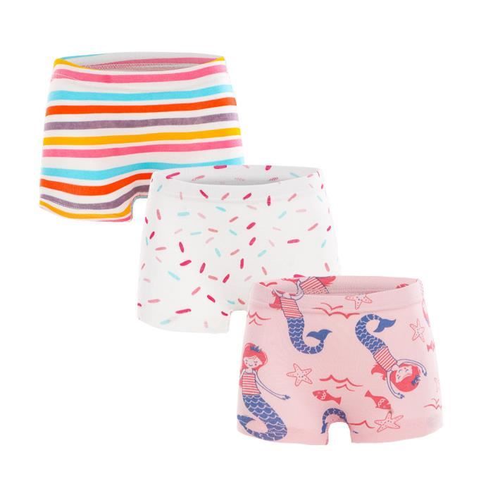 Enfants Filles Culotte 3 Pièces Sous-vêtements en Coton Doux Pour