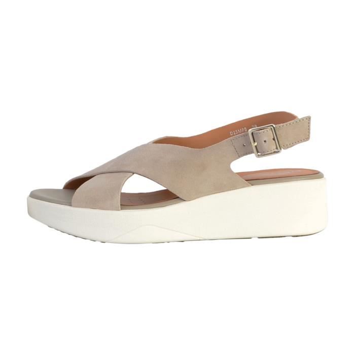 Sandales Femme - GEOX LaudAra - Talon Compensé - Fermeture Bride -  Confortable - Sable