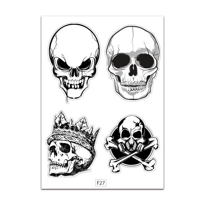 Planche A4 de stickers tête de mort autocollant adhésif – F27