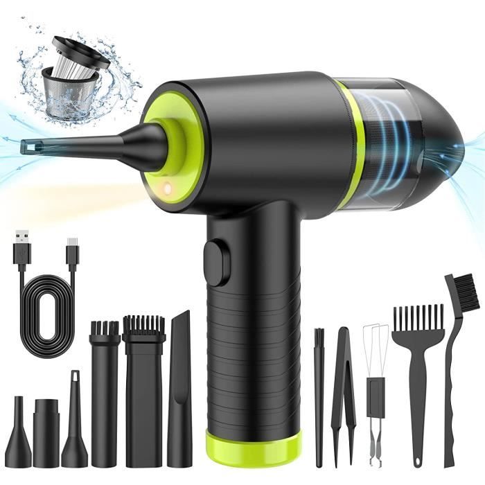 Souffleur Aspirateur 2 En 1 Sans Fil Voiture – 120W – USB-C – Pour Intérieur Auto Et Maison