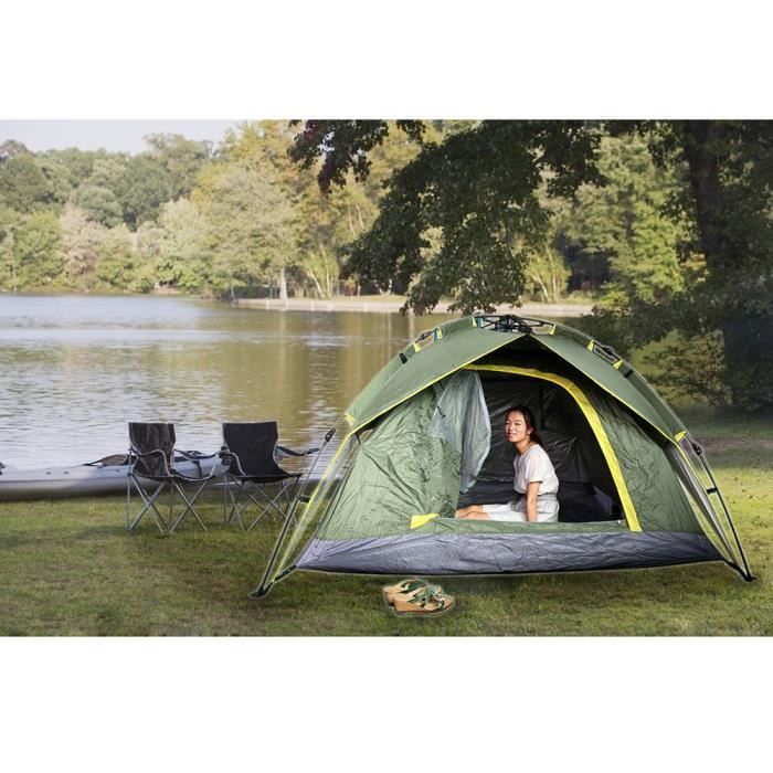 HSTURYZ Tente de Camping - Imperméable Ultra Légère - 3-4 Personnes - Couleur Vert - 220 * 200 * 130CM