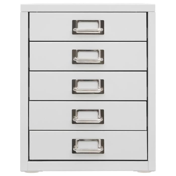 classeur à tiroirs - omabeta - armoire de bureau gris 28x35x35 cm métal - industriel - meuble de bureau