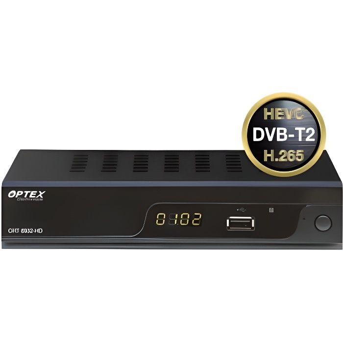 OPTEX 8932 Décodeur TNT HD DVB-T2 Double Tuner HEVC - Récepteur TNT HD pour les chaînes gratuites françaises et allemandes