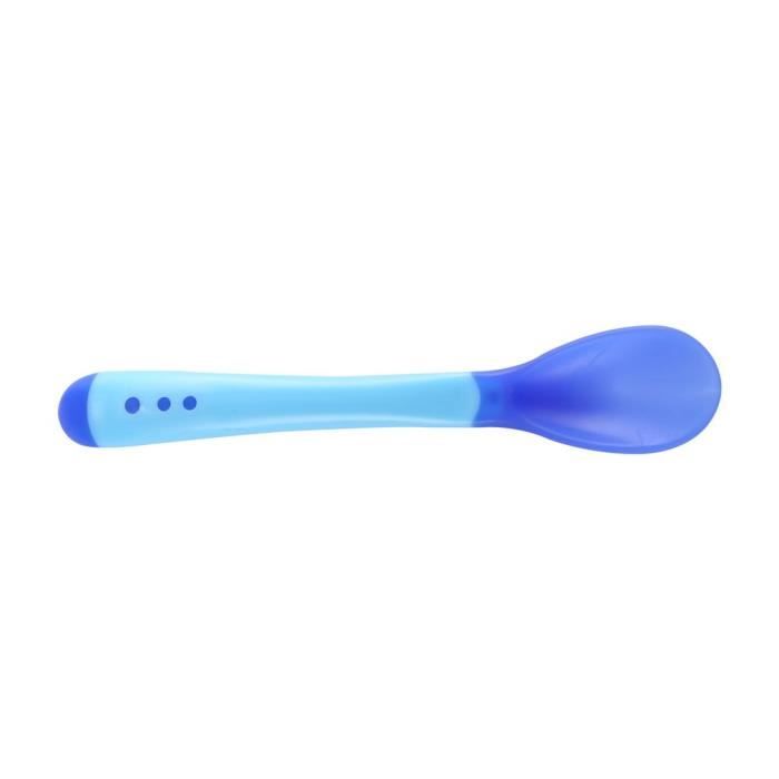 Cuillère Bébé En Silicone Avec Détection De Température | Ustensile D'alimentation Souple Et Sécuritaire - 12